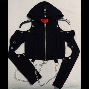 Tripp nyc cropped chain hoodie